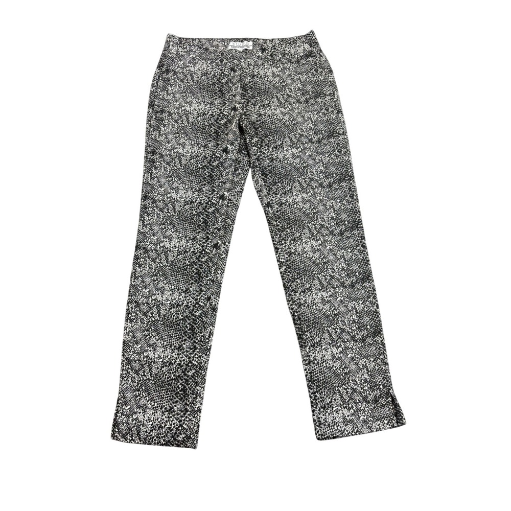 Studio‎ Badgley Mischka Womens Snakeskin Print Pull On Pants Black White Size M